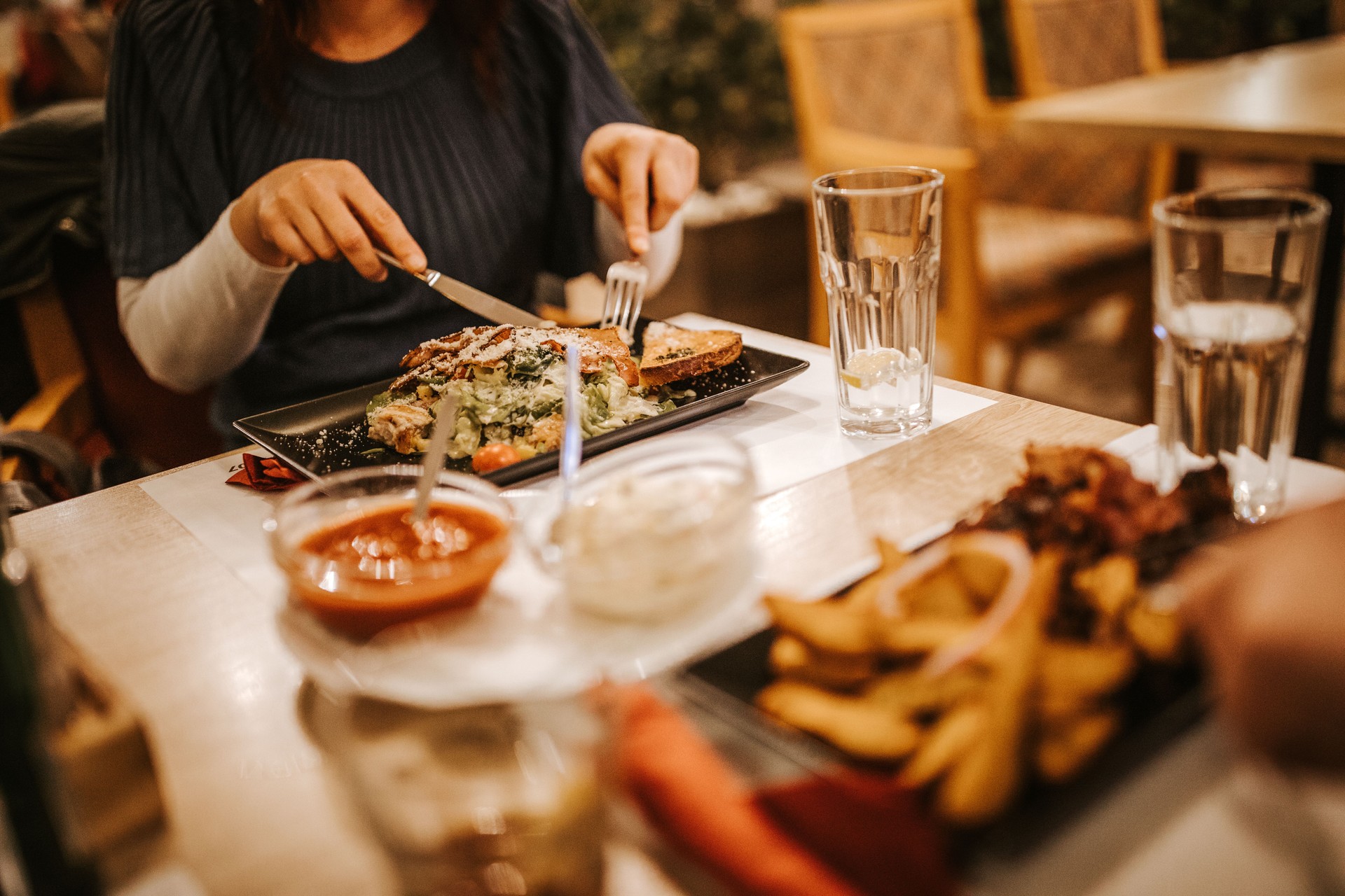 Eating at restaurant