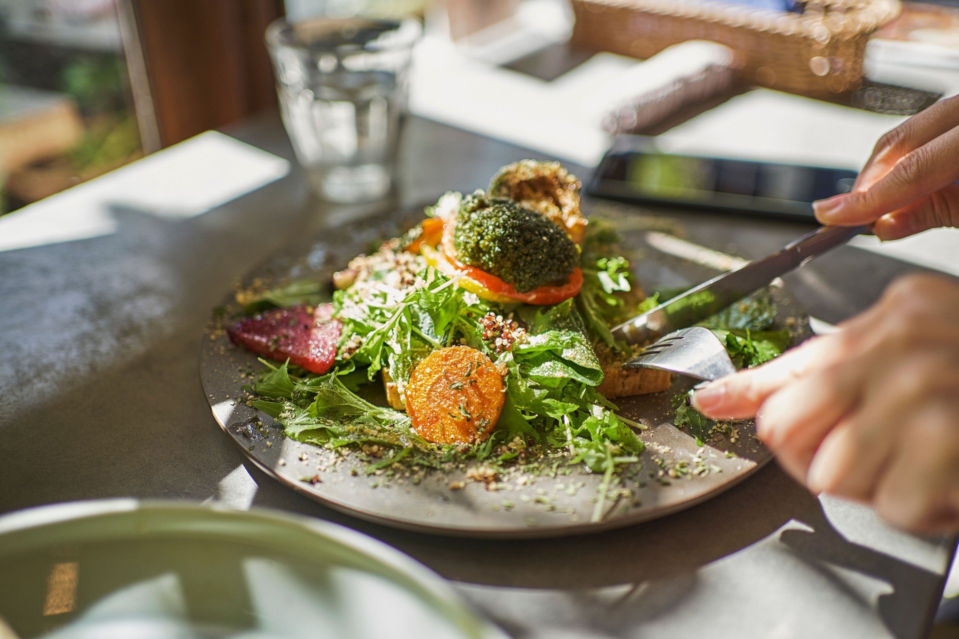 Open sandwiches for lunch at Vegan Cafe